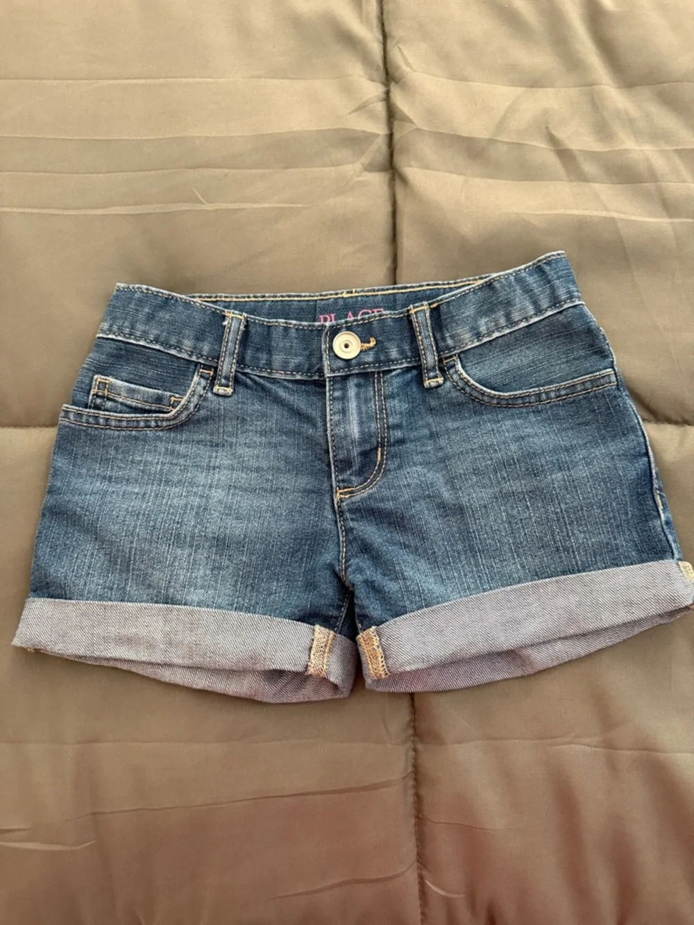 The Children's Place Girls' Denim Shorts - Dark and Light Blue Wash